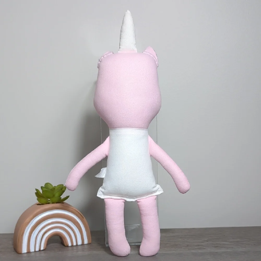 Buttercup Avenue Pink White Plush Unicorn‎ & Piglet Dolls Pair 2 Modern Handmade